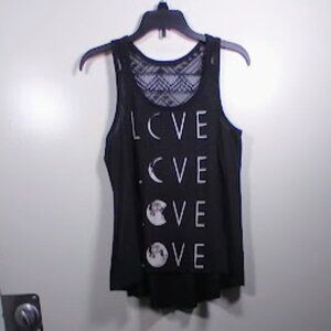 No Bo Love Black Tank Top Size S Sleeveless with crochet lace